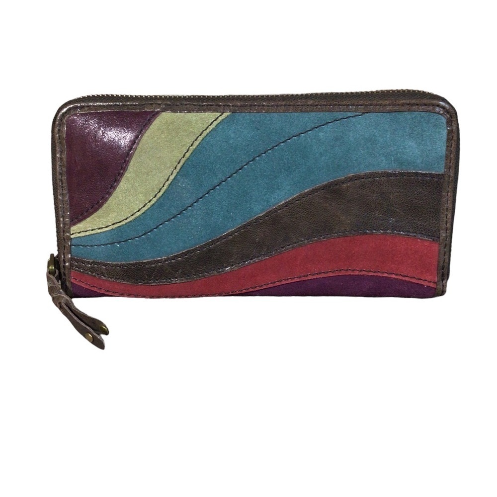 NWT Fossil Winslet Zip Clutch Leather Suede